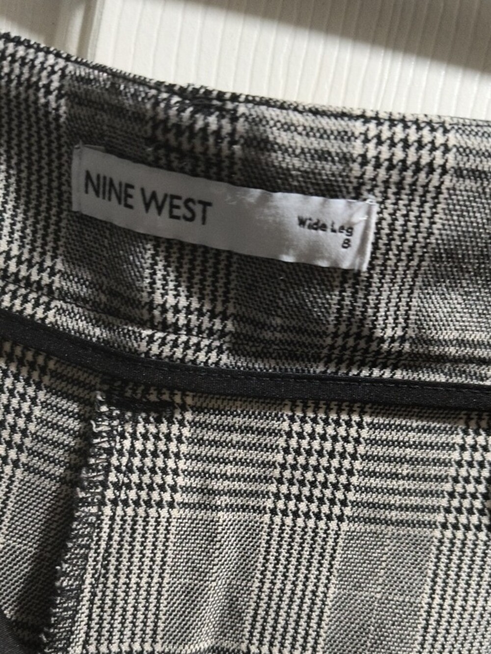 Nine West Black and White Glen Plaid Wide-Leg Pants - Picture 3 of 3